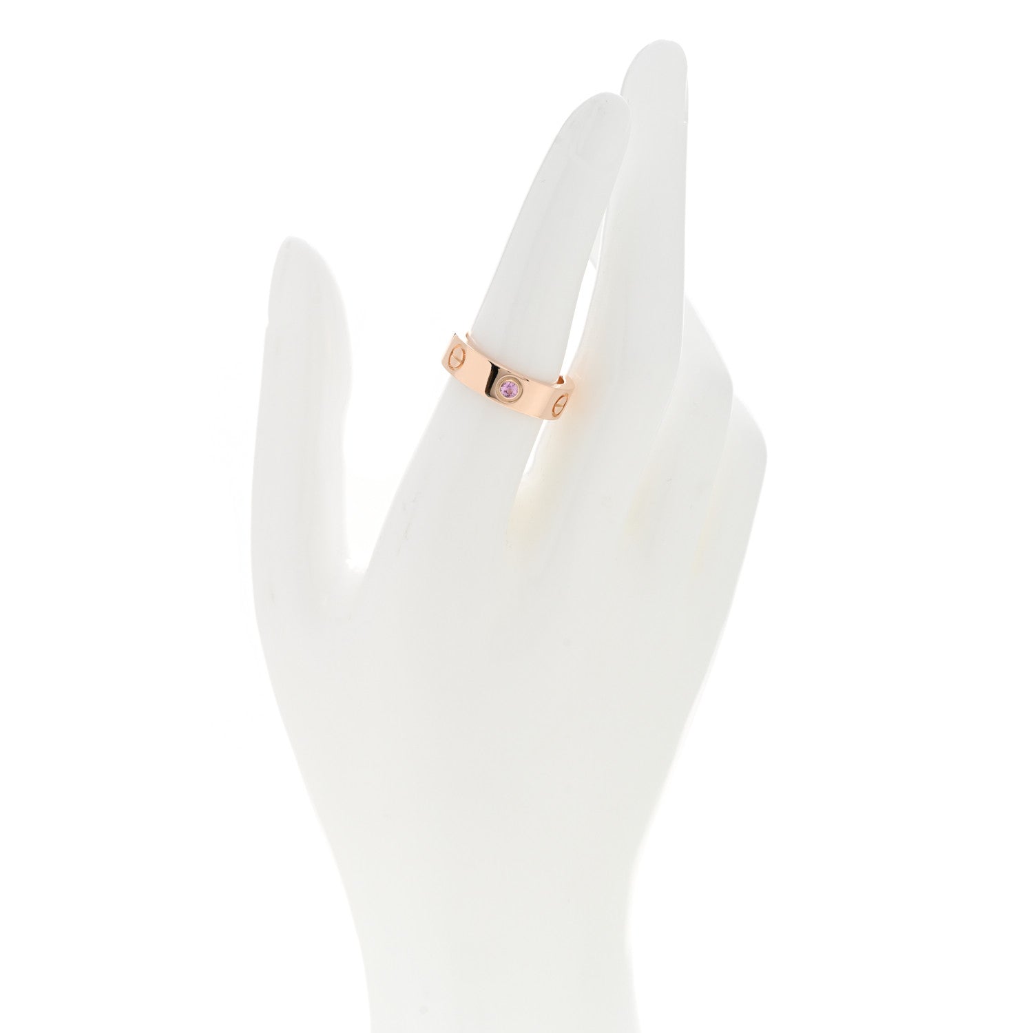 Cartier 18K Pink Gold Pink Sapphire 5.5mm LOVE Ring 53 6.5 2 of 5