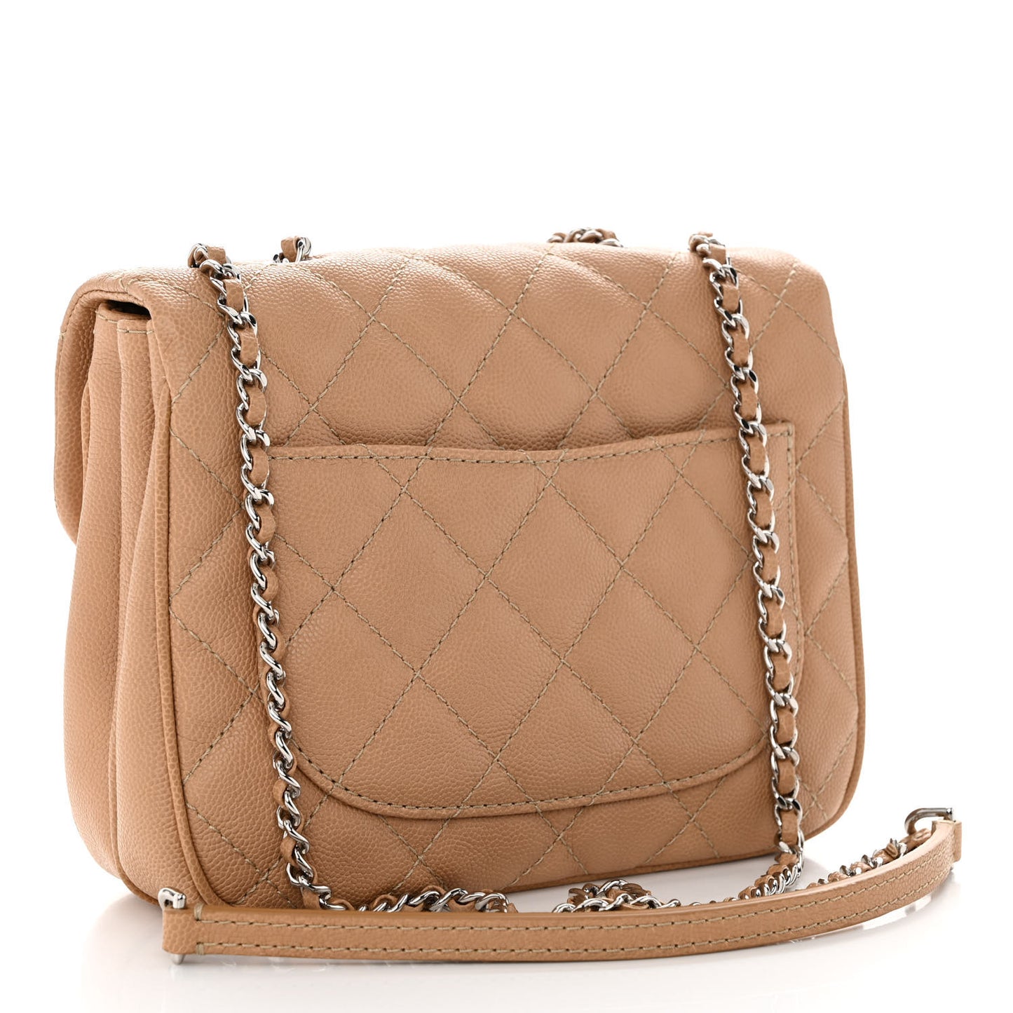 Caviar Quilted Small Urban Companion Flap Beige