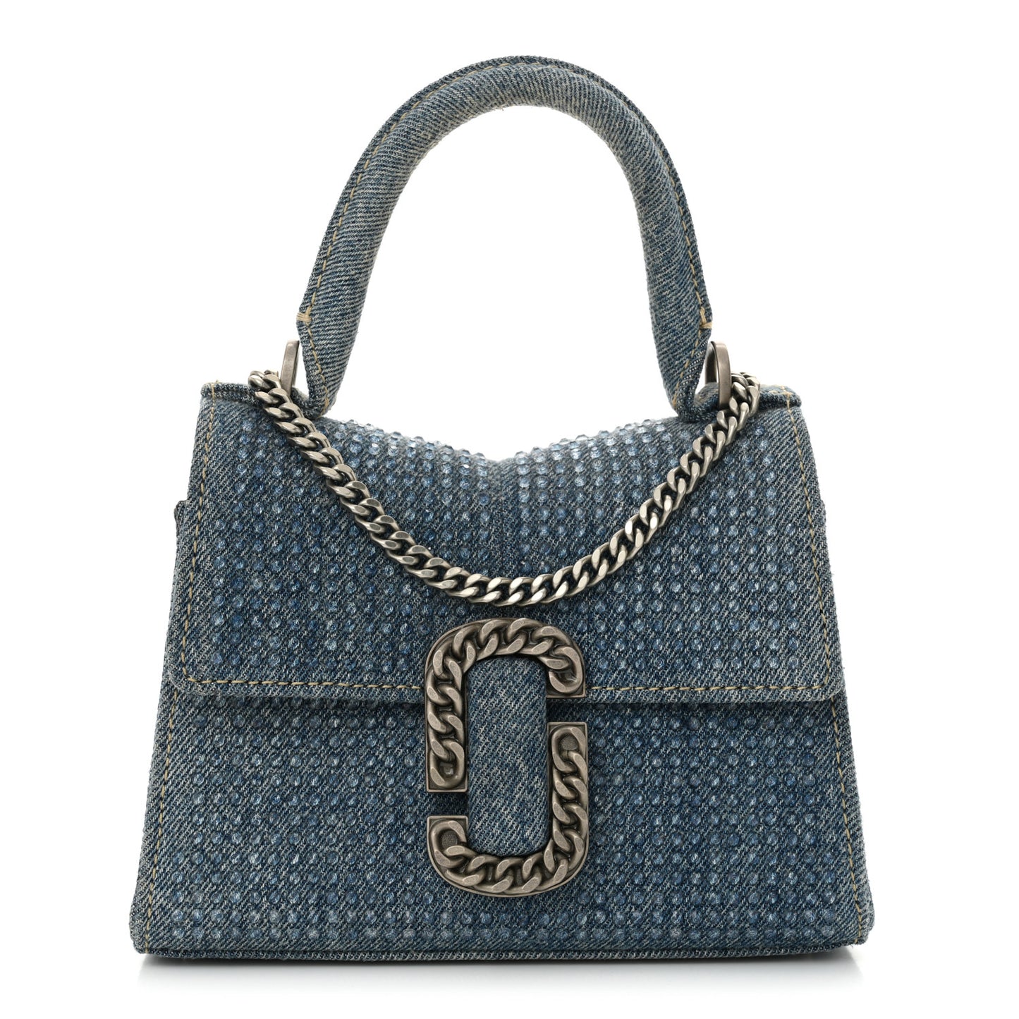 Crystal Denim Mini Saint Marc Top Handle Blue