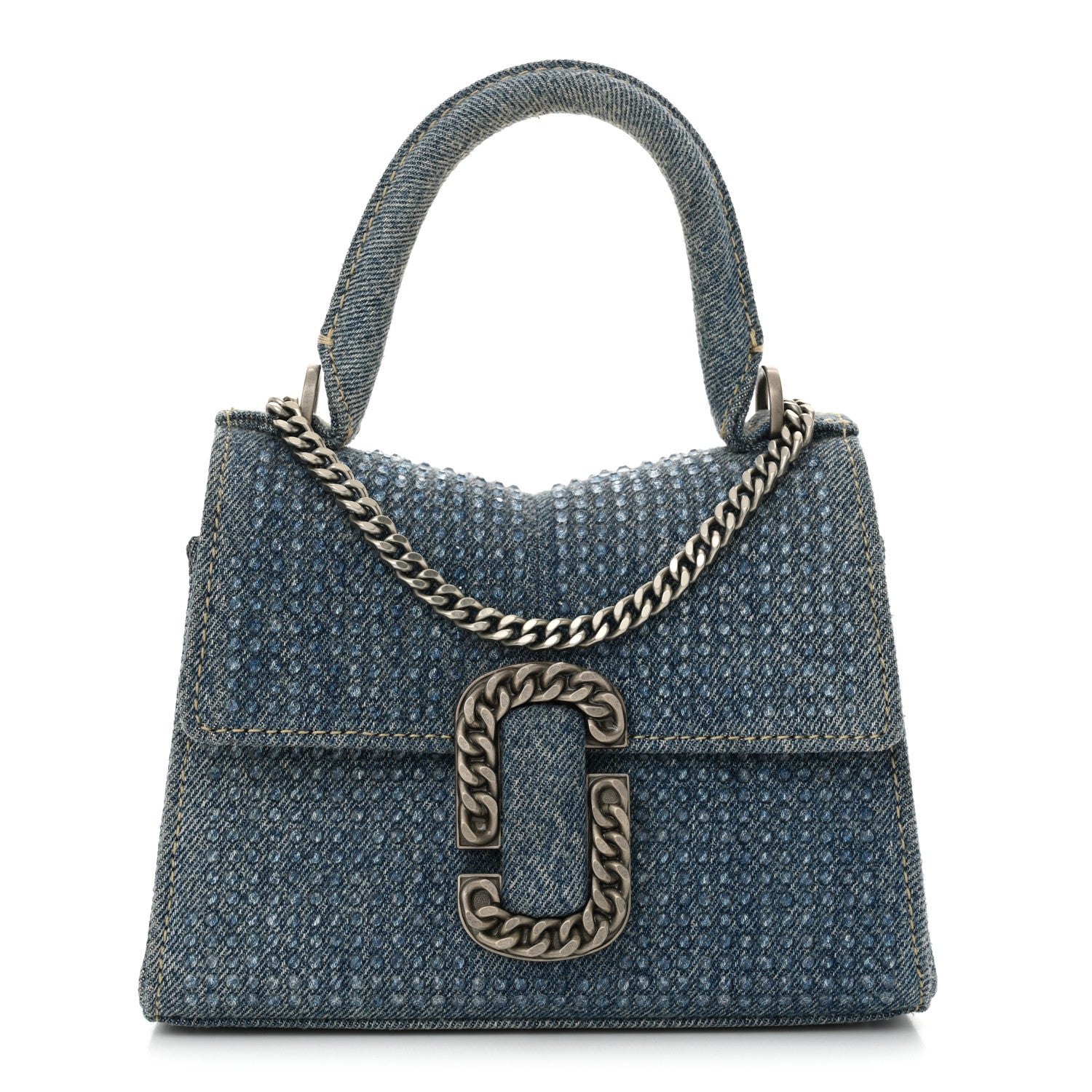 Marc Jacobs Crystal Denim Mini Saint Marc Top Handle Blue 1 of 13