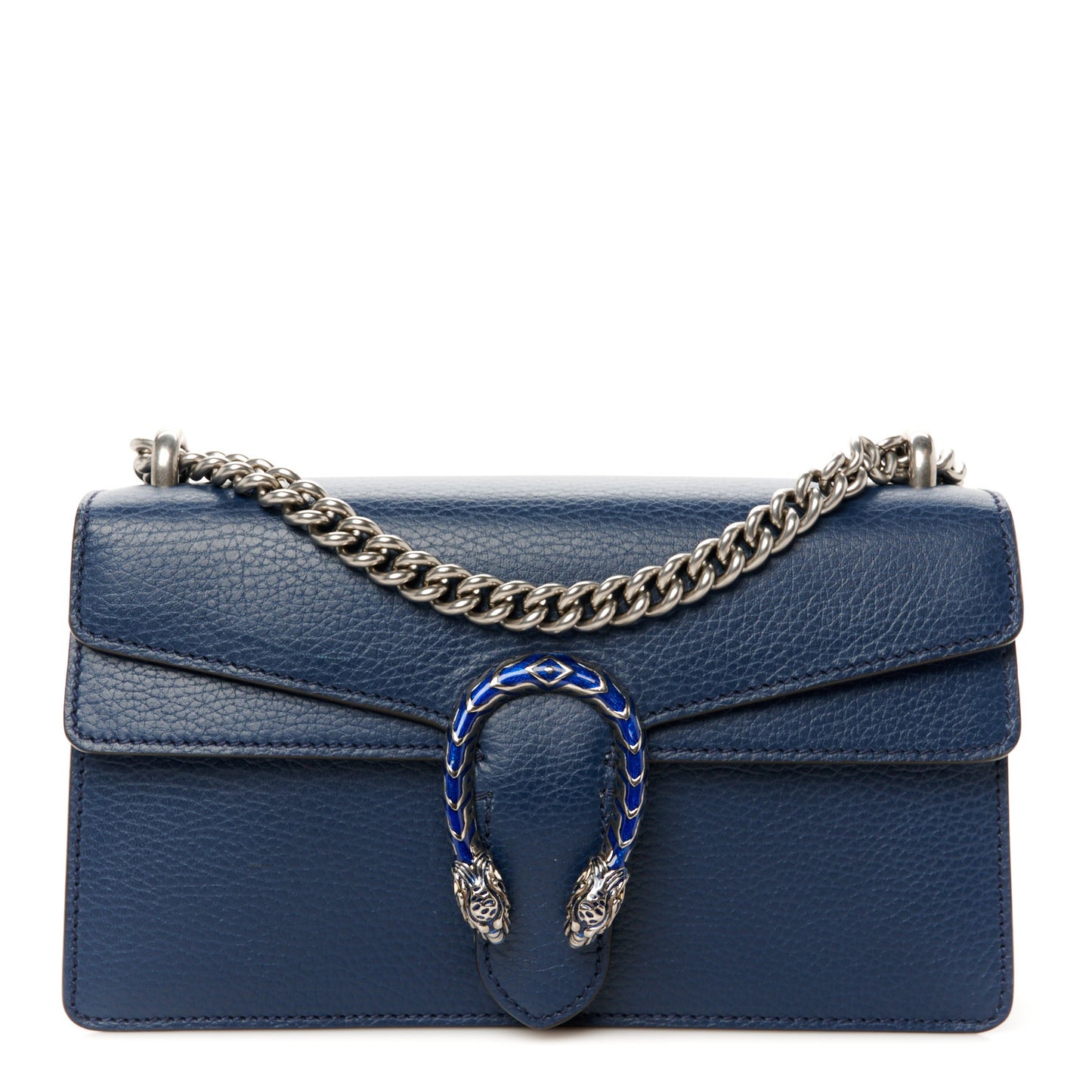 Dollar Calfskin Enamel Small Dionysus Shoulder Bag Blue Agata Electric Blue