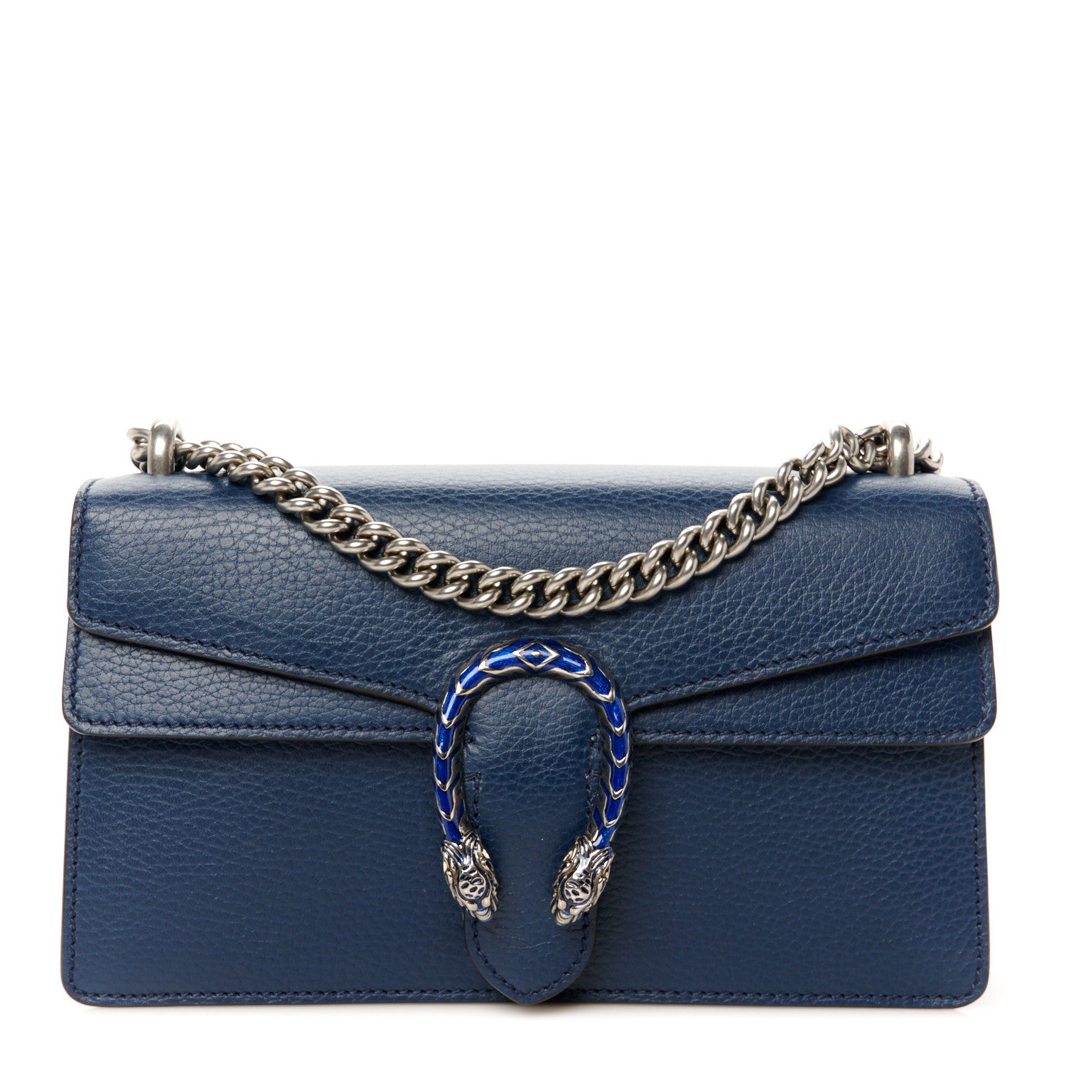 Gucci Dollar Calfskin Enamel Small Dionysus Shoulder Bag Blue Agata Electric Blue 1 of 13