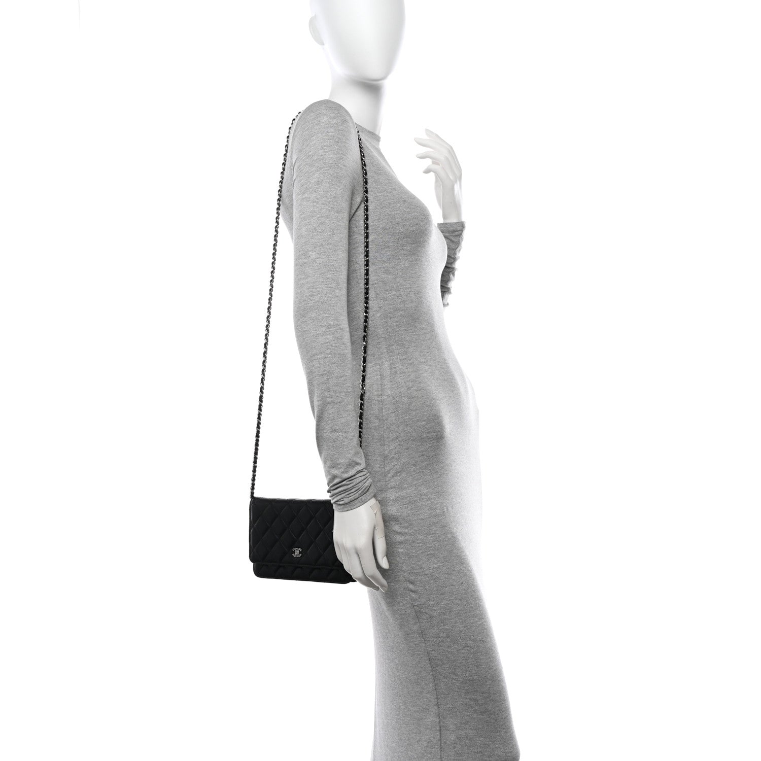 Chanel Lambskin Quilted Wallet On Chain WOC Black 2 of 13