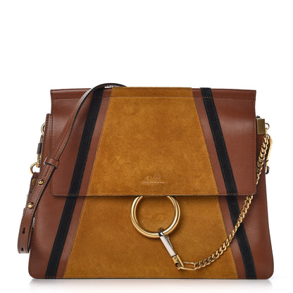 Chloe Suede Calfskin Patchwork Medium Faye Shoulder Bag Tobacco 1 of 10