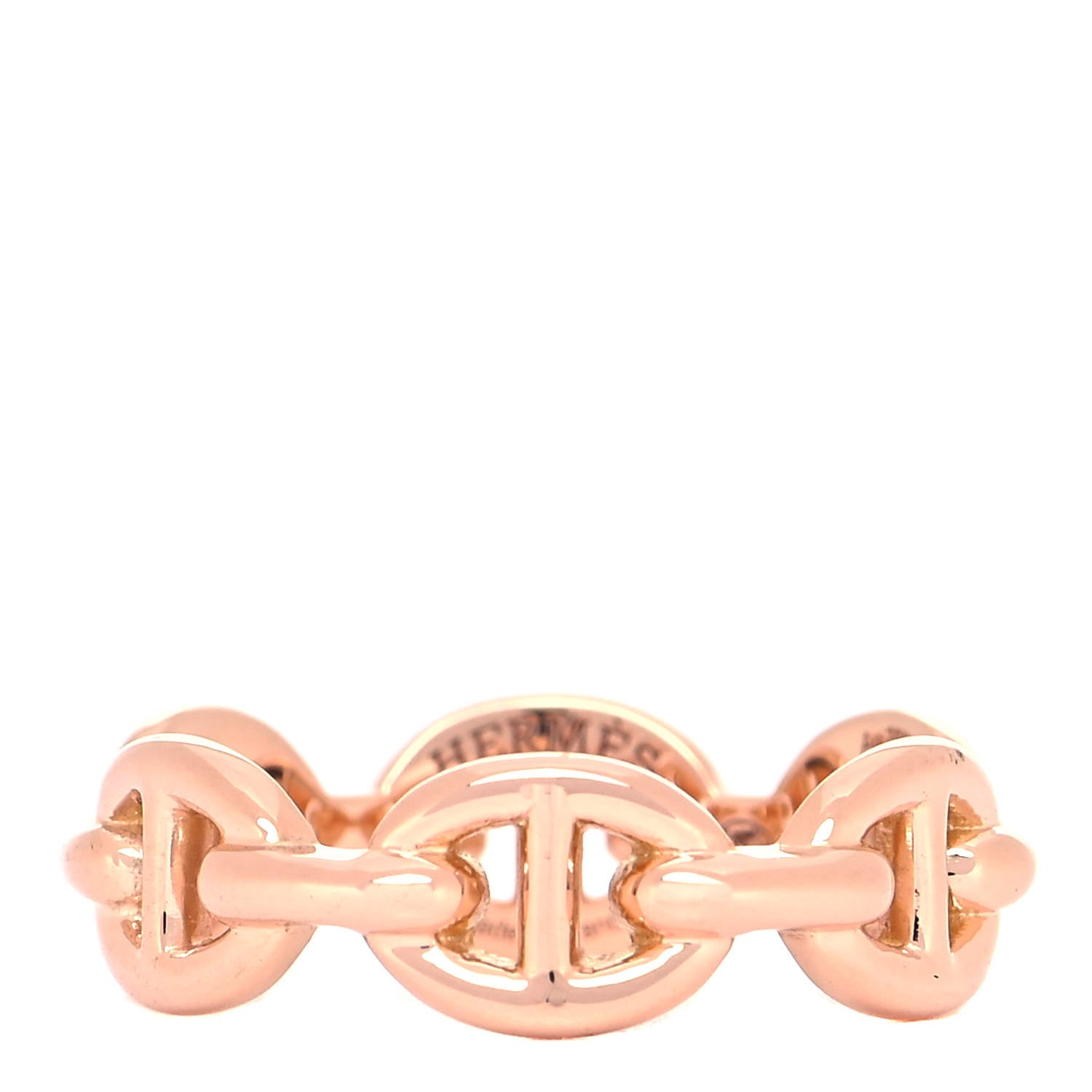 Hermes 18K Rose Gold PM Chaine D'Ancre Enchainee Ring 50 5.25 1 of 5