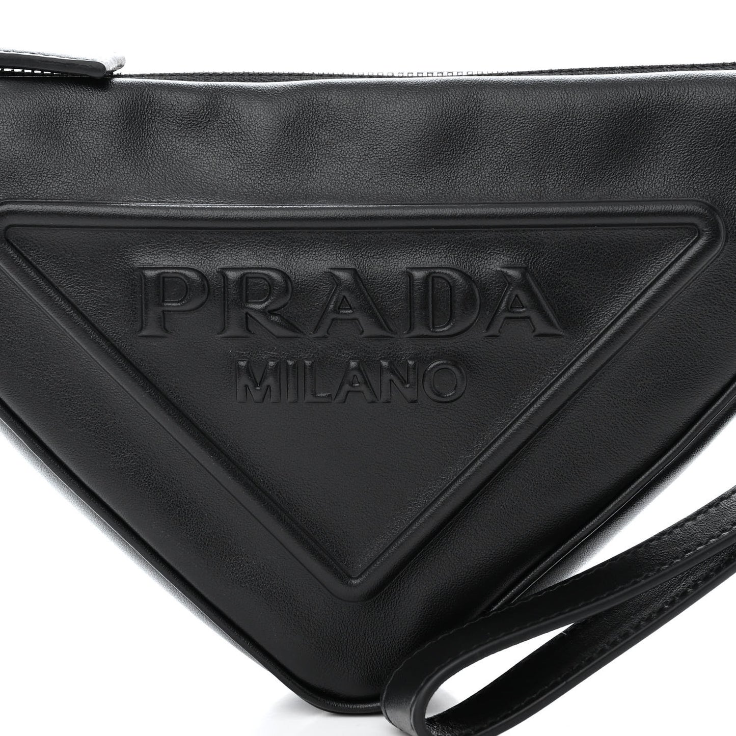 Grace Lux Triangle Logo Embossed Triangle Wristlet Pouch Black