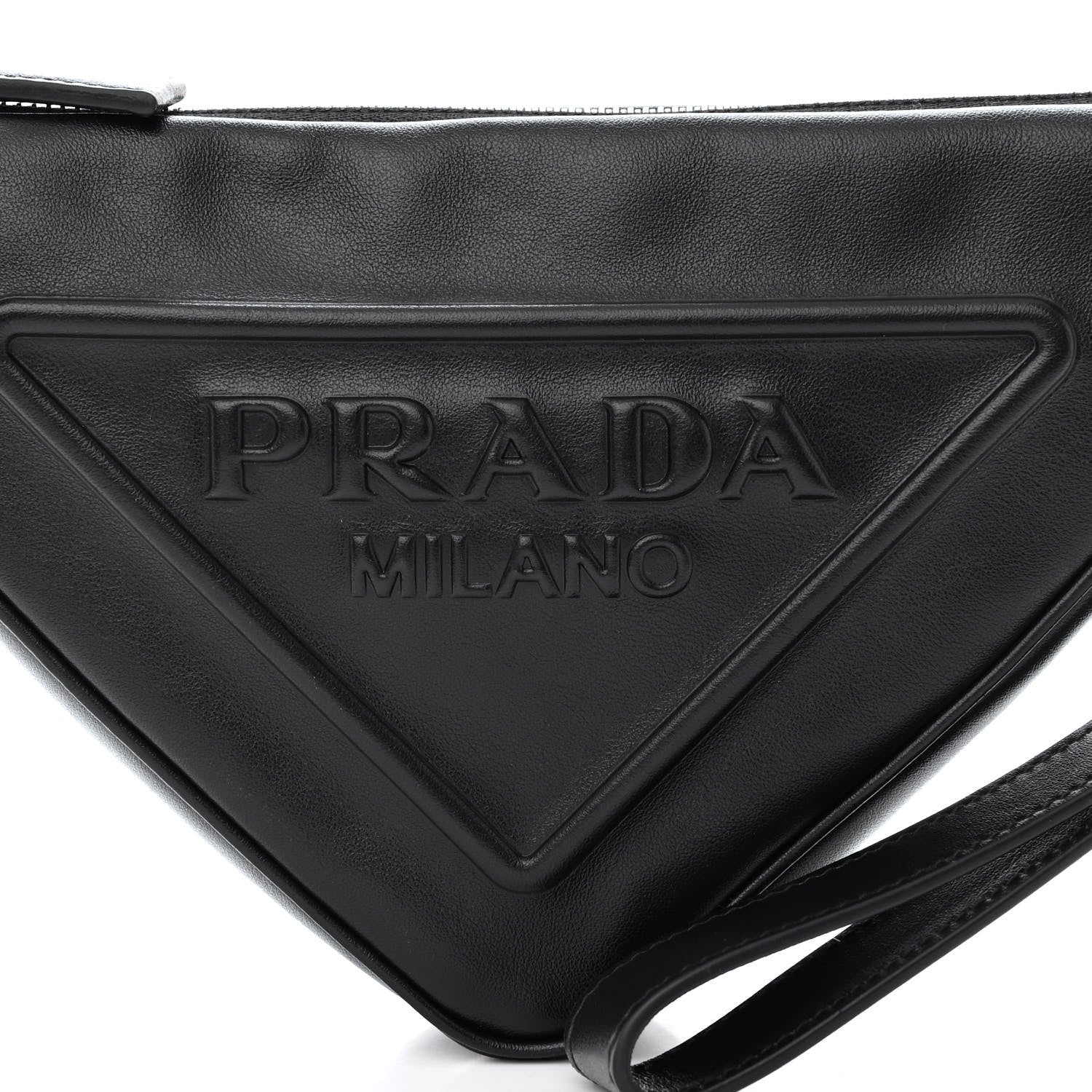 Prada Grace Lux Triangle Logo Embossed Triangle Wristlet Pouch Black 8 of 11