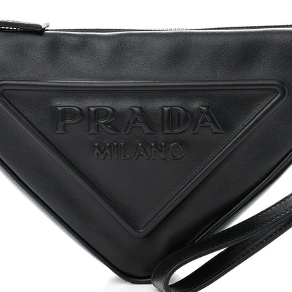 Prada Grace Lux Triangle Logo Embossed Triangle Wristlet Pouch Black 8 of 11