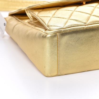 Chanel Metallic Lambskin Quilted Double Pocket Shoulder Bag Gold 9 of 11