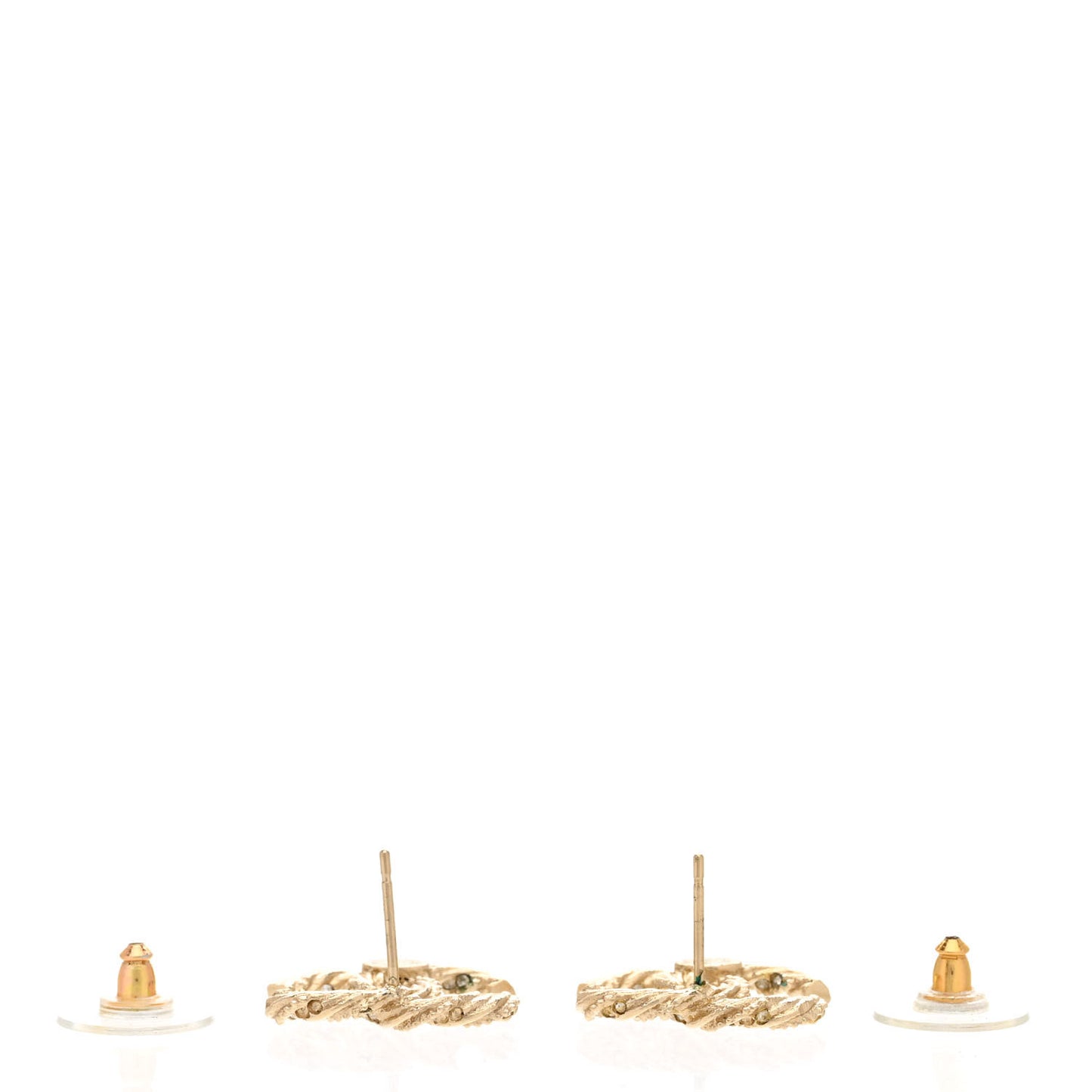 Crystal Twisted CC Earrings Gold