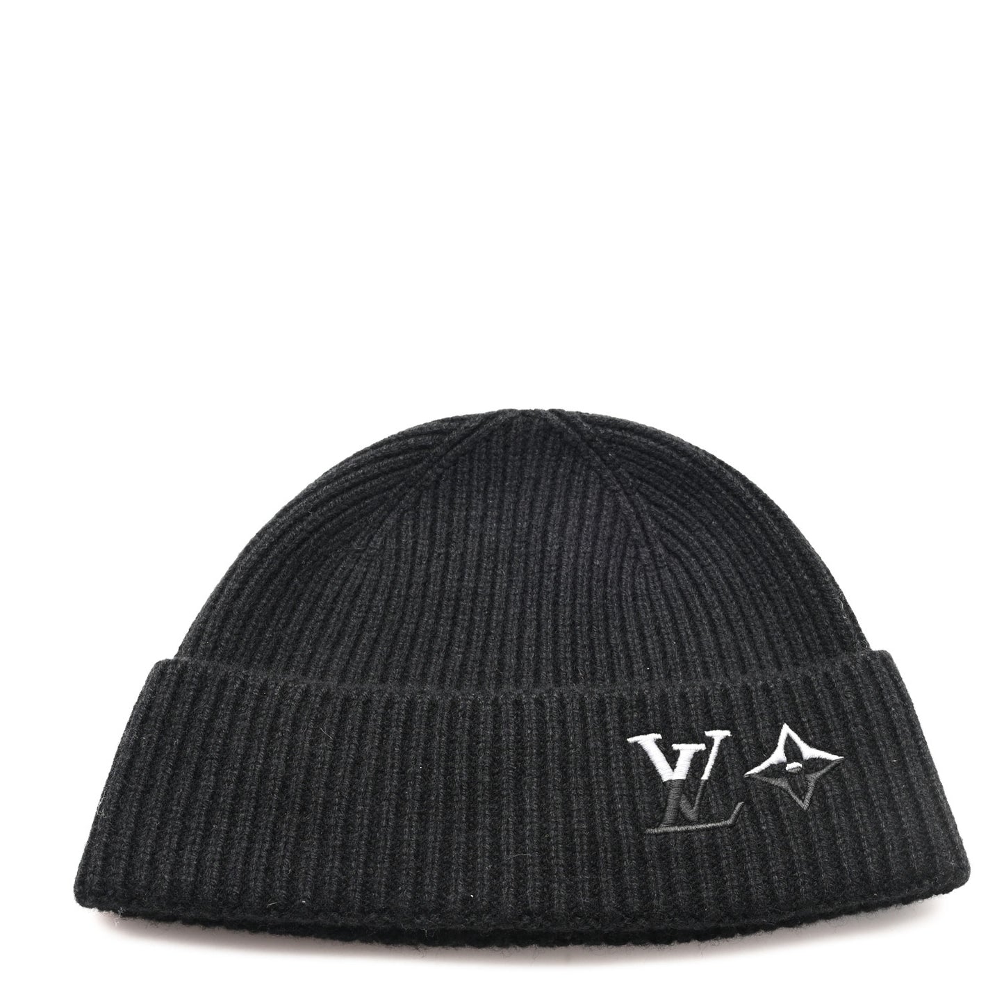 Cashmere Monogram LV Dual Beanie Black