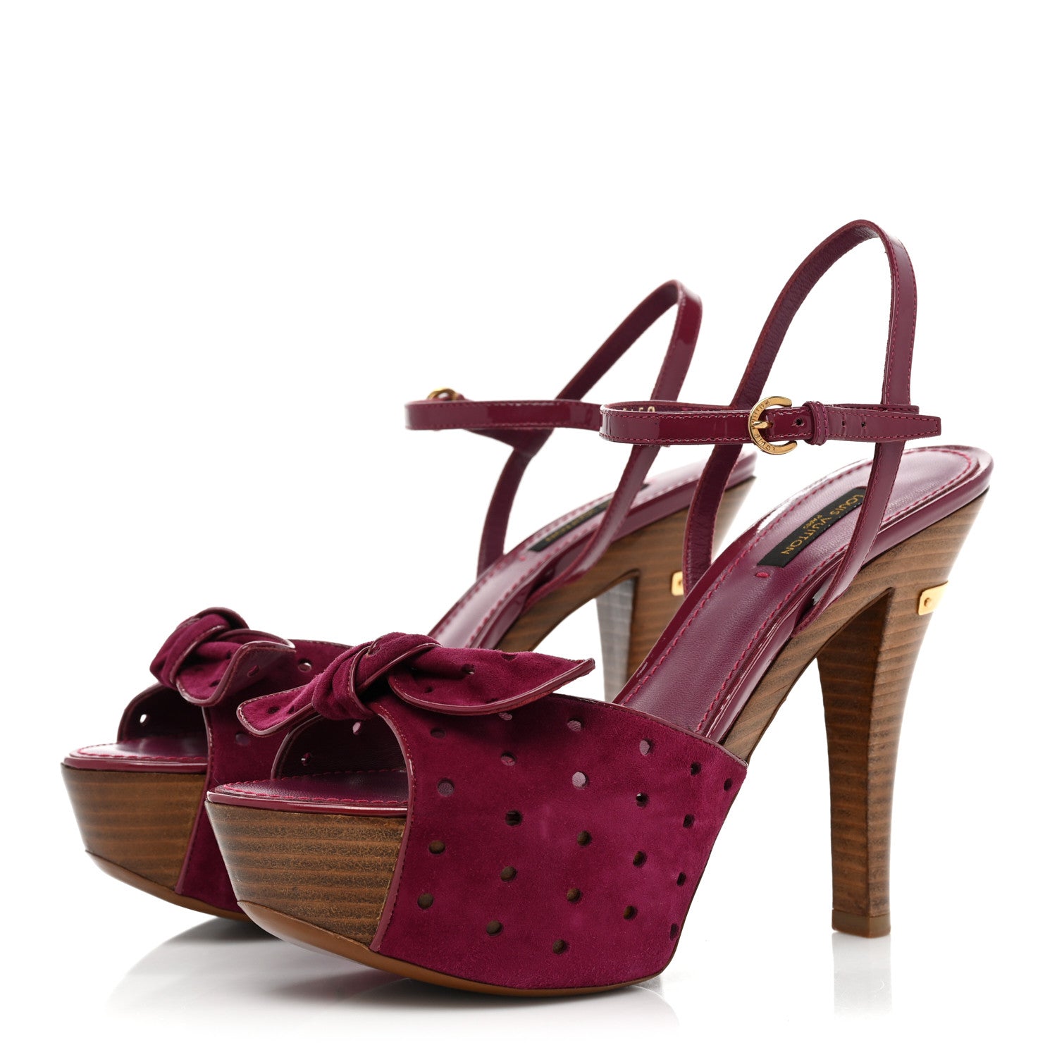 Louis Vuitton Suede Wooden Platform Sandals 39 3 of 12