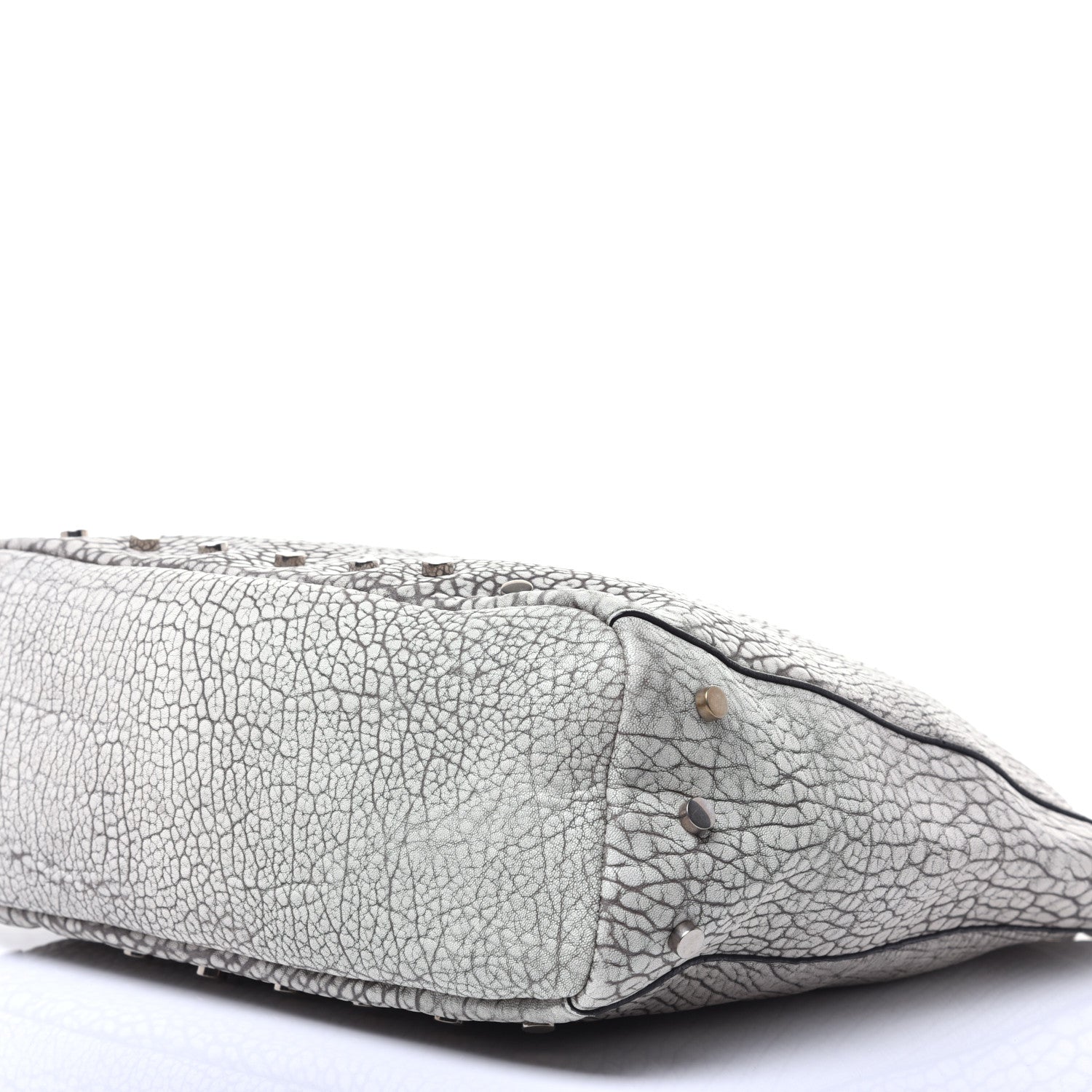 Jimmy Choo Washed Grainy Lambskin Studded Raven Hobo White Black 8 of 8