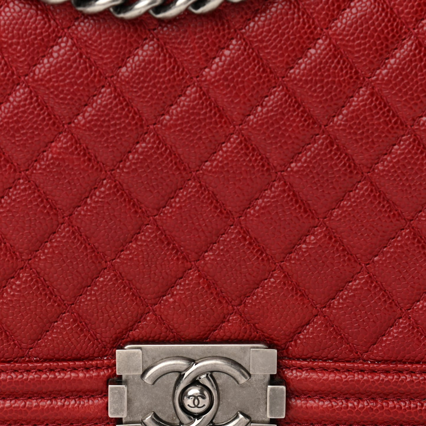 Caviar Quilted New Medium Boy Flap Dark Red