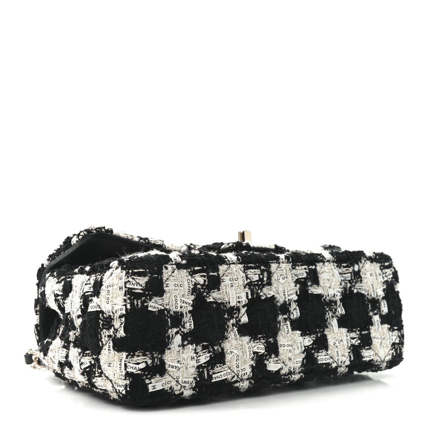 Tweed Quilted Mini Rectangular Flap Black Ecru White