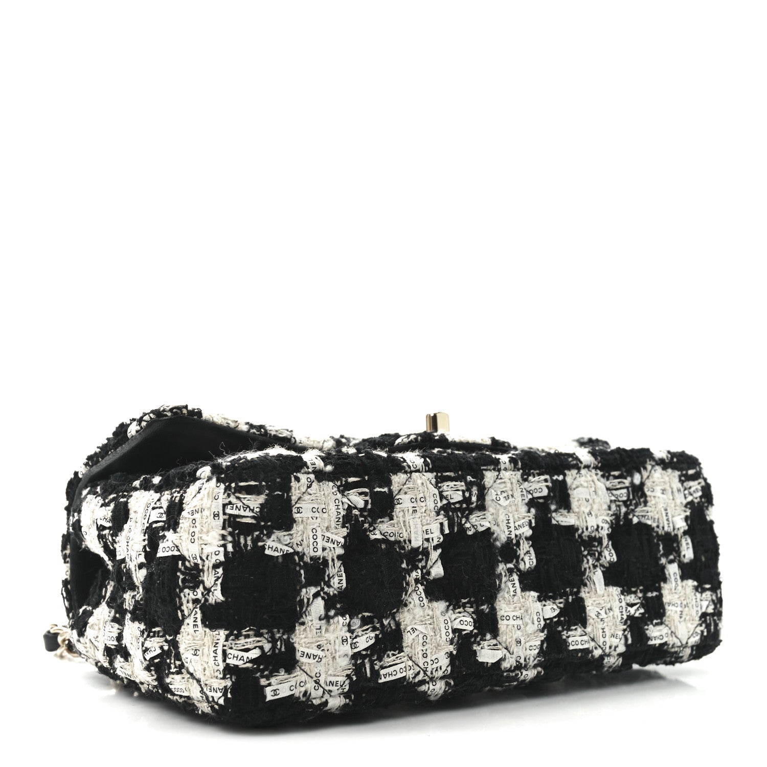 Chanel Tweed Quilted Mini Rectangular Flap Black Ecru White 4 of 10
