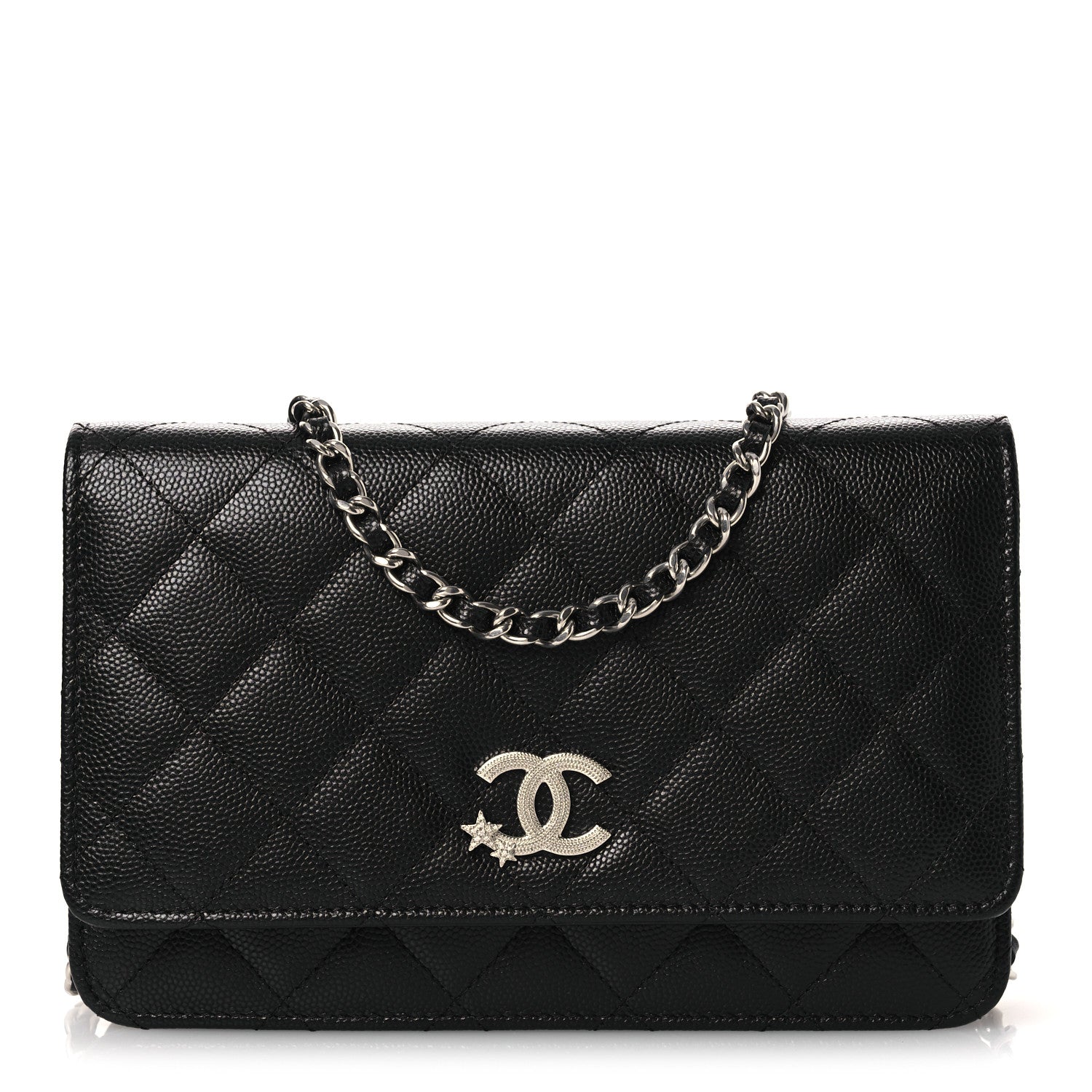 Chanel Caviar Quilted Crystal Star Wallet On Chain Black 1 of 14