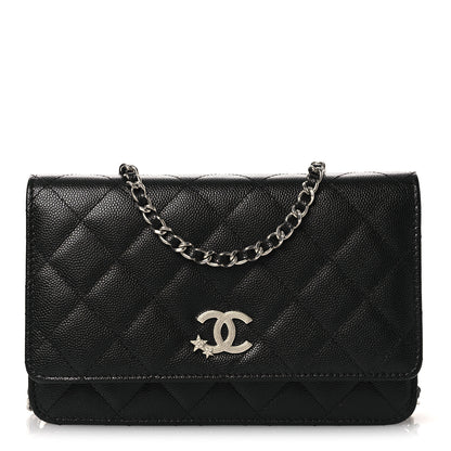 Chanel Caviar Quilted Crystal Star Wallet On Chain Black 1 of 14