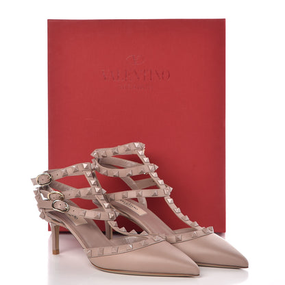 Valentino Garavani Nappa Rockstud Ankle Strap Low Heel Pumps 37 Poudre 9 of 9