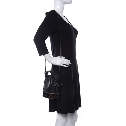 Fendi Vitello Liberty Velvet F is Fendi FF Bi-Color Mini Mon Tresor Bucket Bag Black Fango 2 of 12
