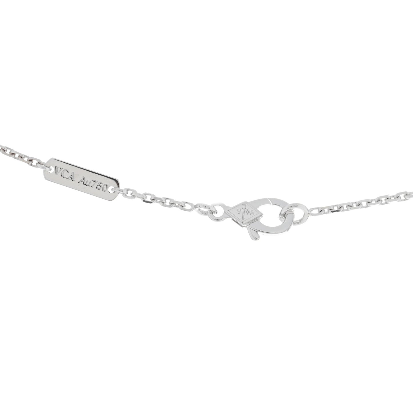 18K White Gold Chalcedony Vintage Alhambra Pendant Necklace