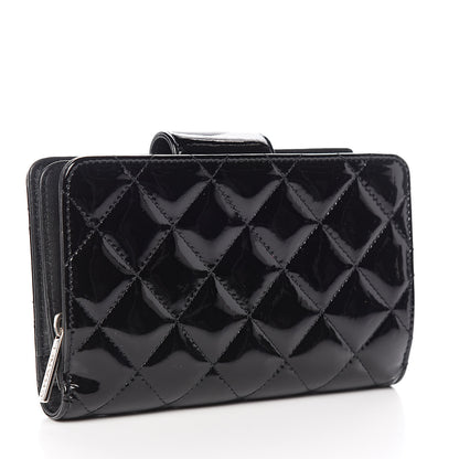 Chanel Patent Quilted Brilliant Zipped Pocket Wallet Black 3 of 9