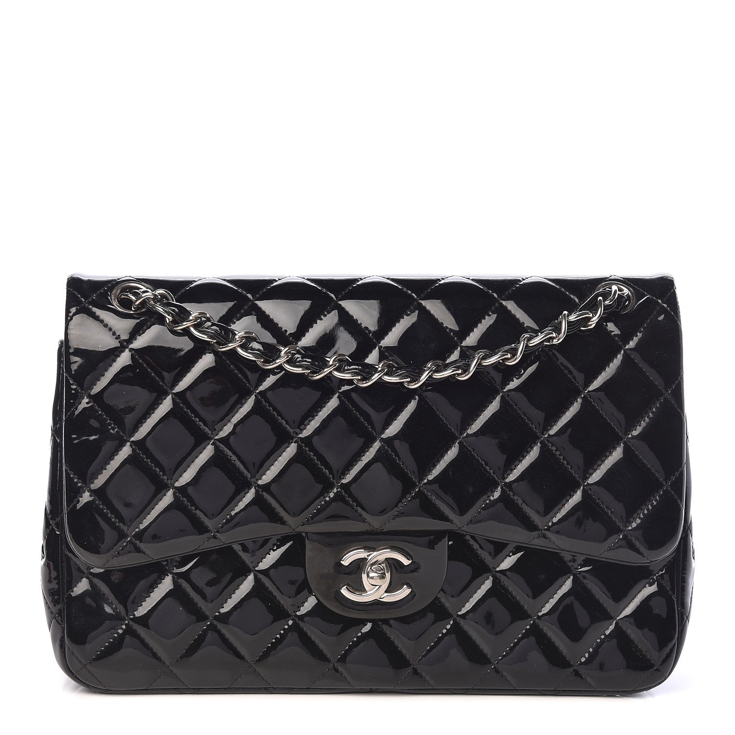 Chanel Patent Quilted Jumbo Double Flap Black 1 of 12