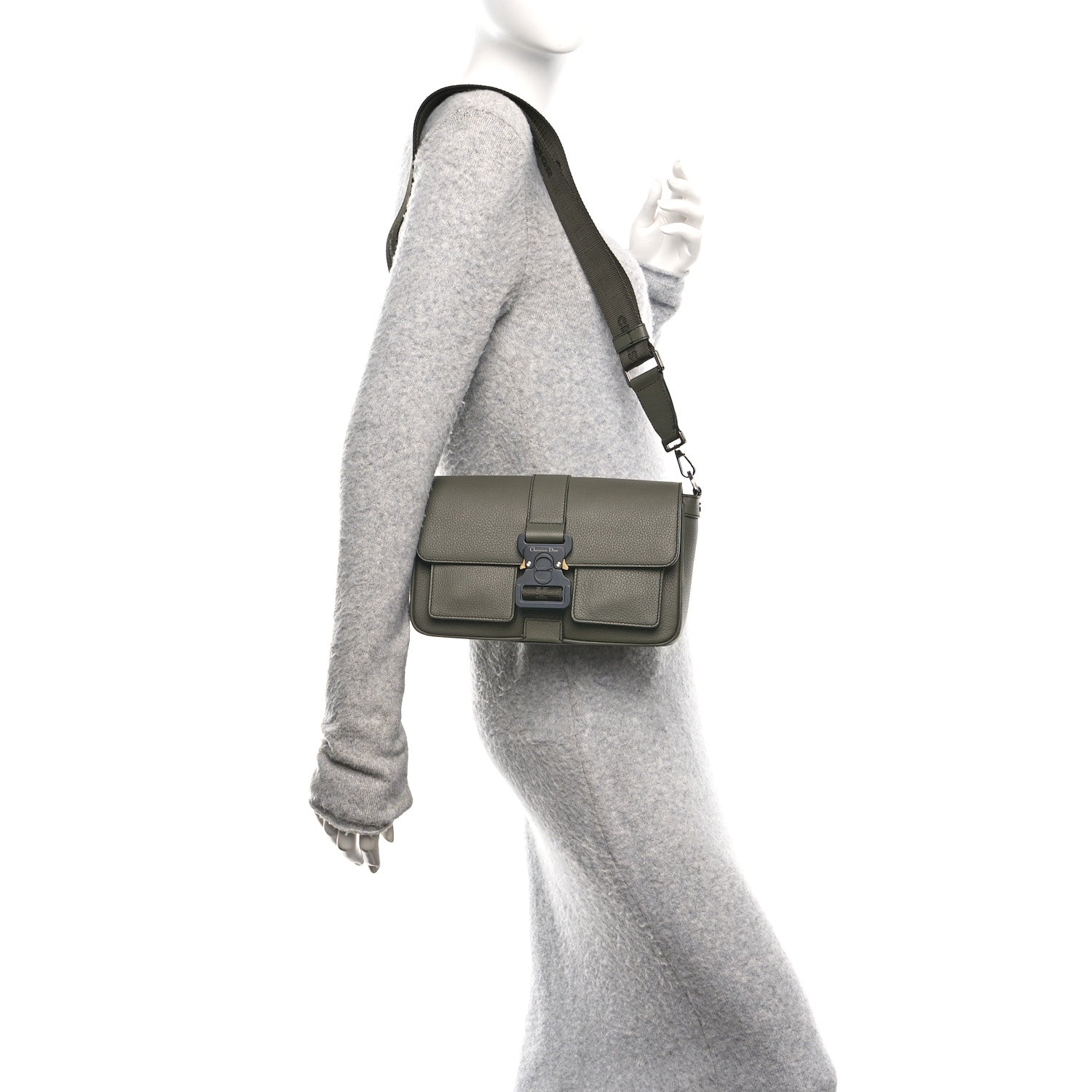 Christian Dior Grained Calfskin Hit The Road Bag Dark Green