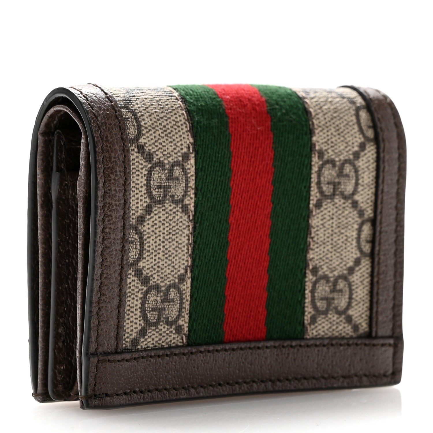 Gucci GG Supreme Monogram Web Ophidia Card Case Beige New Acero 3 of 10