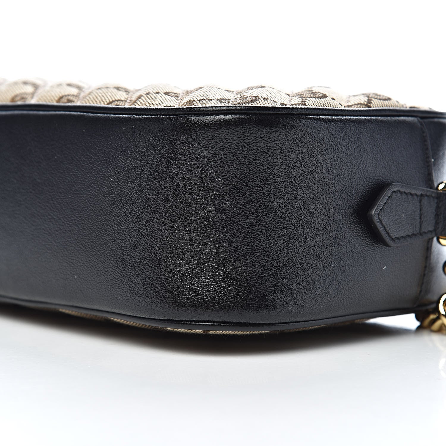 Gucci Monogram Matelasse Diagonal Small GG Marmont Chain Shoulder Bag Beige Black 9 of 11