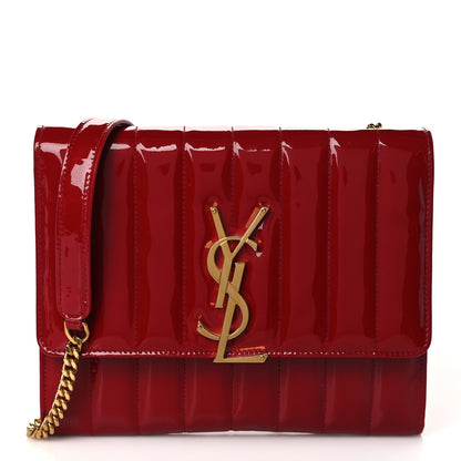 Saint Laurent Patent Calfskin Matelasse Vicky Chain Wallet Rouge Eros 1 of 8