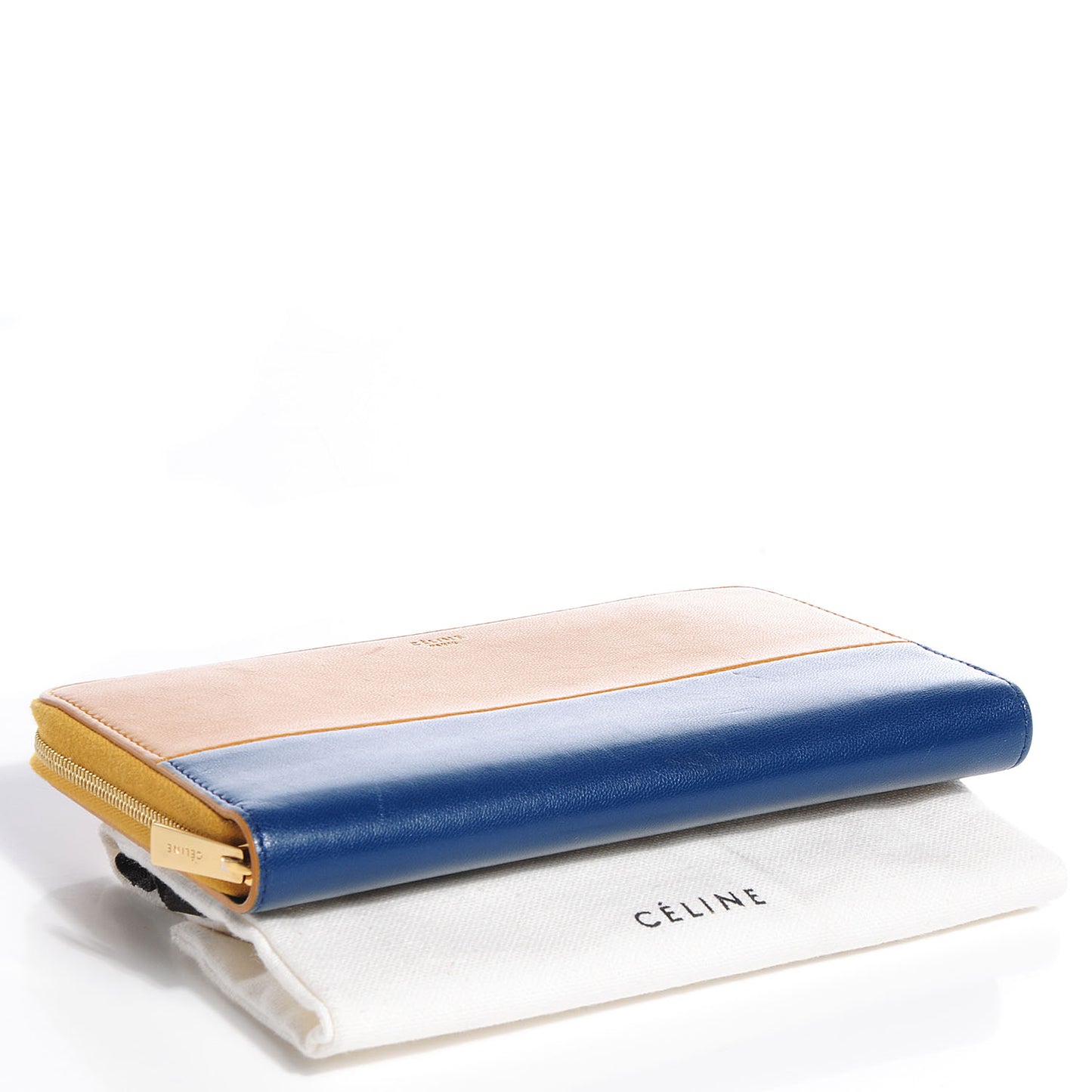 Lambskin Large Zip Around Multifunction Wallet Amber Ocean Blue
