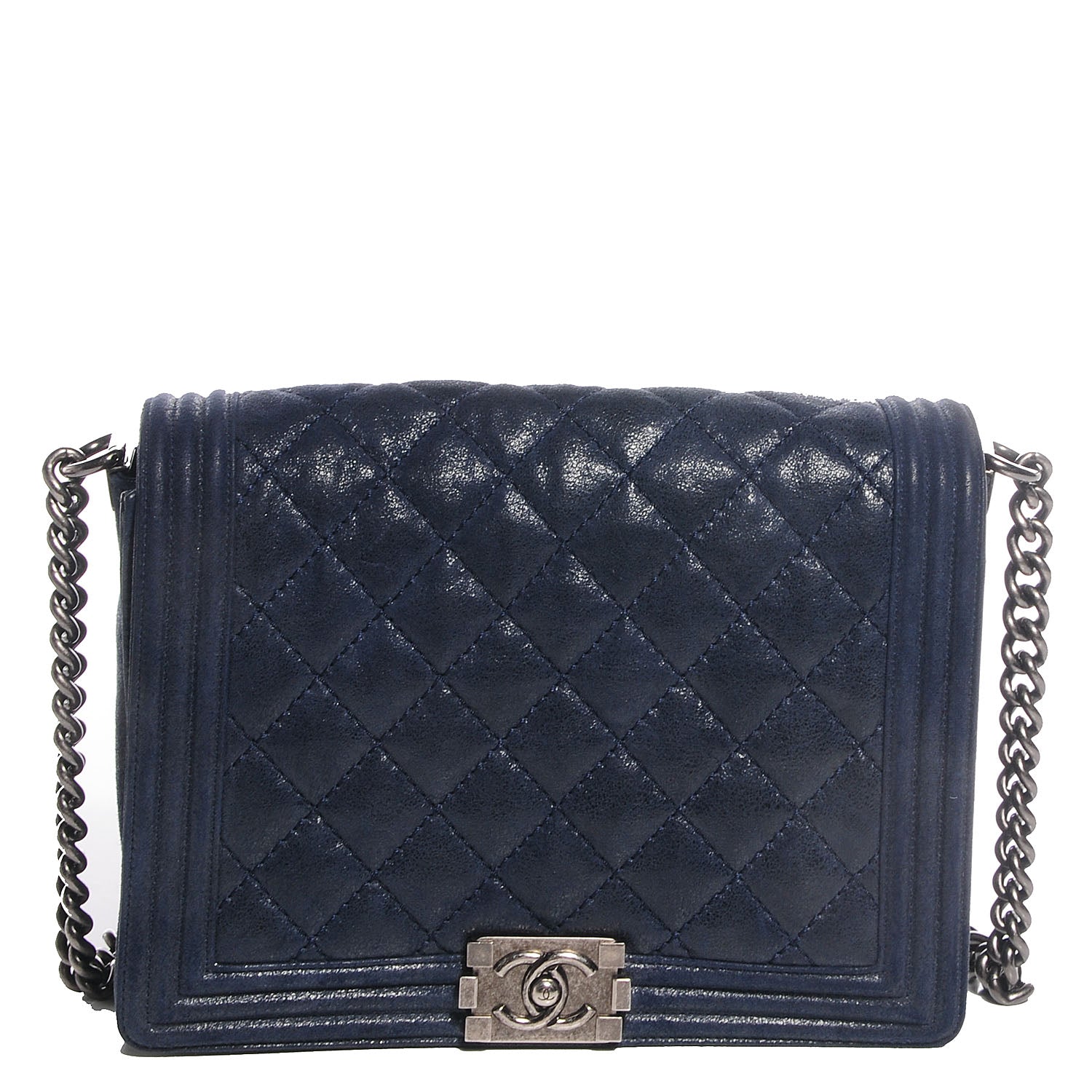 Chanel Goatskin Quilted Medium Gentle Boy Flap Navy Blue 1 of 7