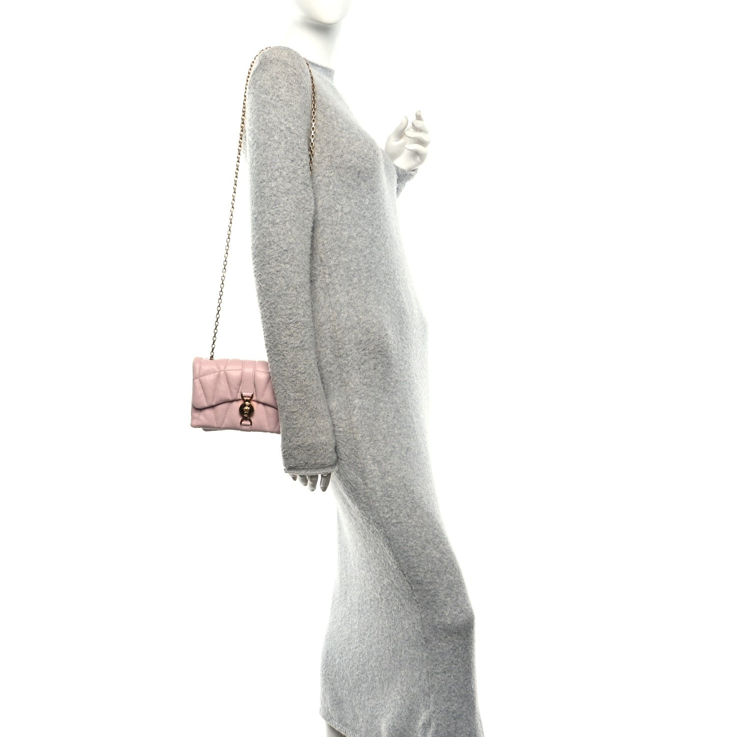 Versace Lambskin Quilted Mini Kleio Crossbody Bag Light Pink 2 of 11