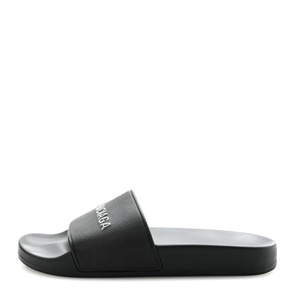 Balenciaga Rubber Logo Pool Slide Sandals 37 Black 2 of 16
