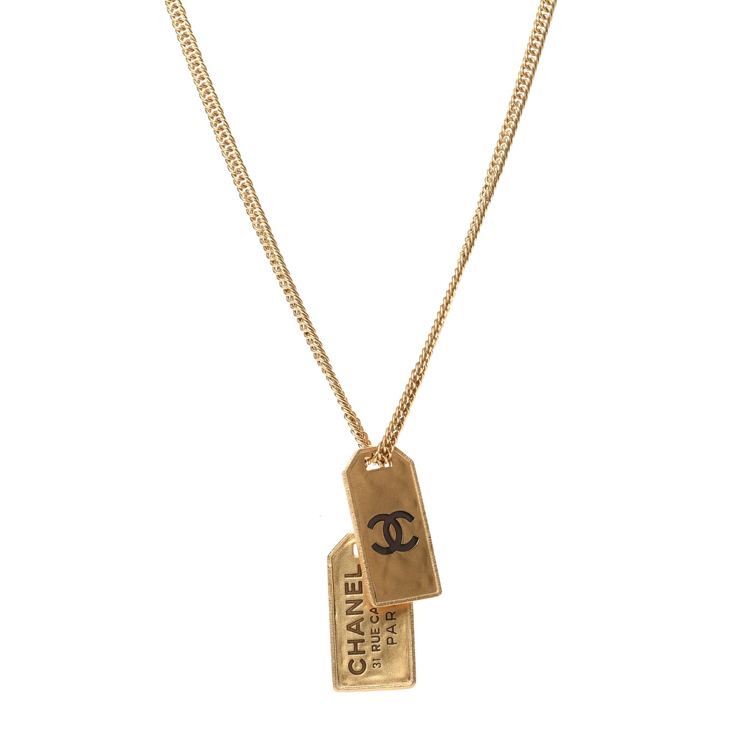 ID Dog Tag Charm Necklace Gold