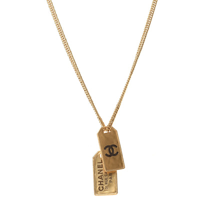 Chanel ID Dog Tag Charm Necklace Gold 1 of 5