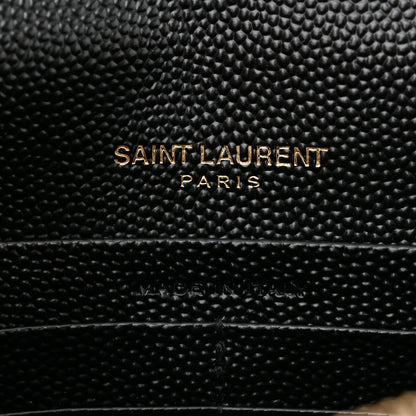 Saint Laurent Grain De Poudre Matelasse Chevron Monogram Envelope Chain Wallet Black 6 of 11