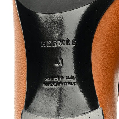Hermes Goatskin Womens Paris Loafers 41 Naturel Black 6 of 8