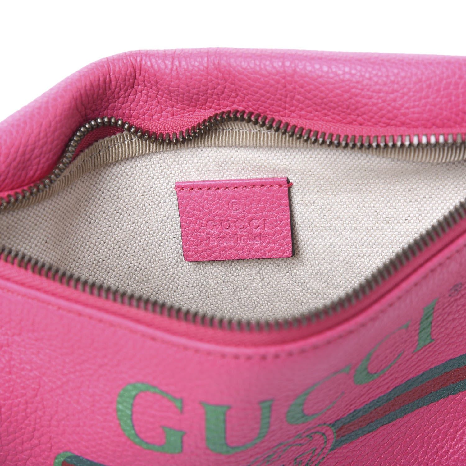 Gucci Grained Calfskin Small Logo Belt Bag Box Pink Green 7 of 10