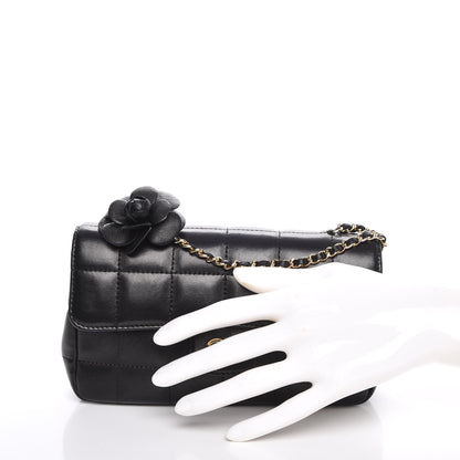 Chanel Lambskin Quilted Mini Chocolate Bar Camellia Flap Black 3 of 8