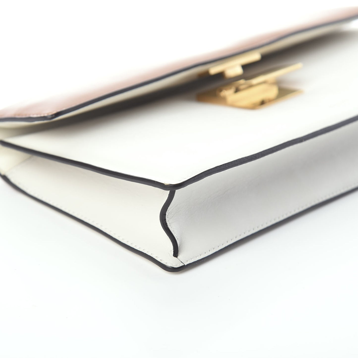 Natural Calfskin Bicolor Clutch White Claycourt