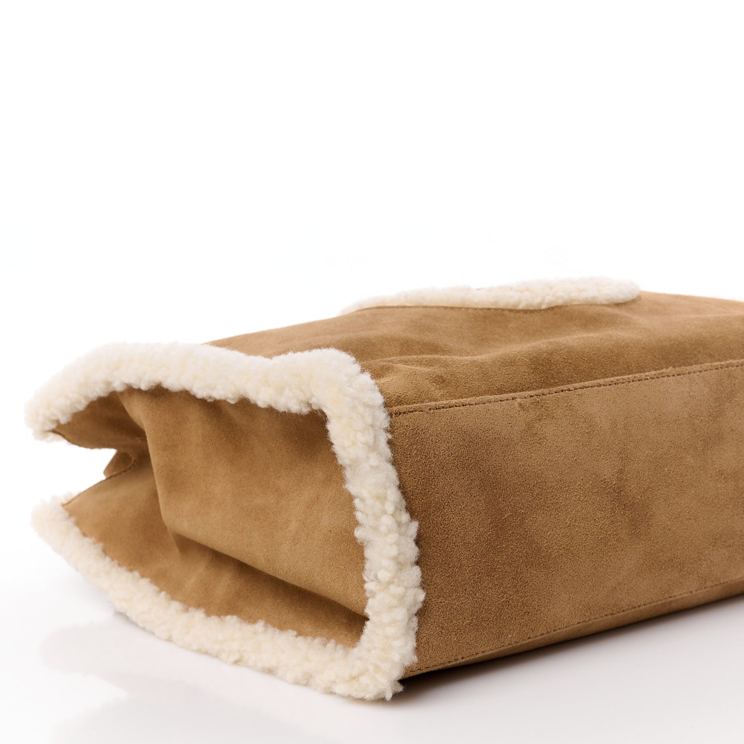 X UGG Suede Shearling Medium Shopping Bag Chestnut