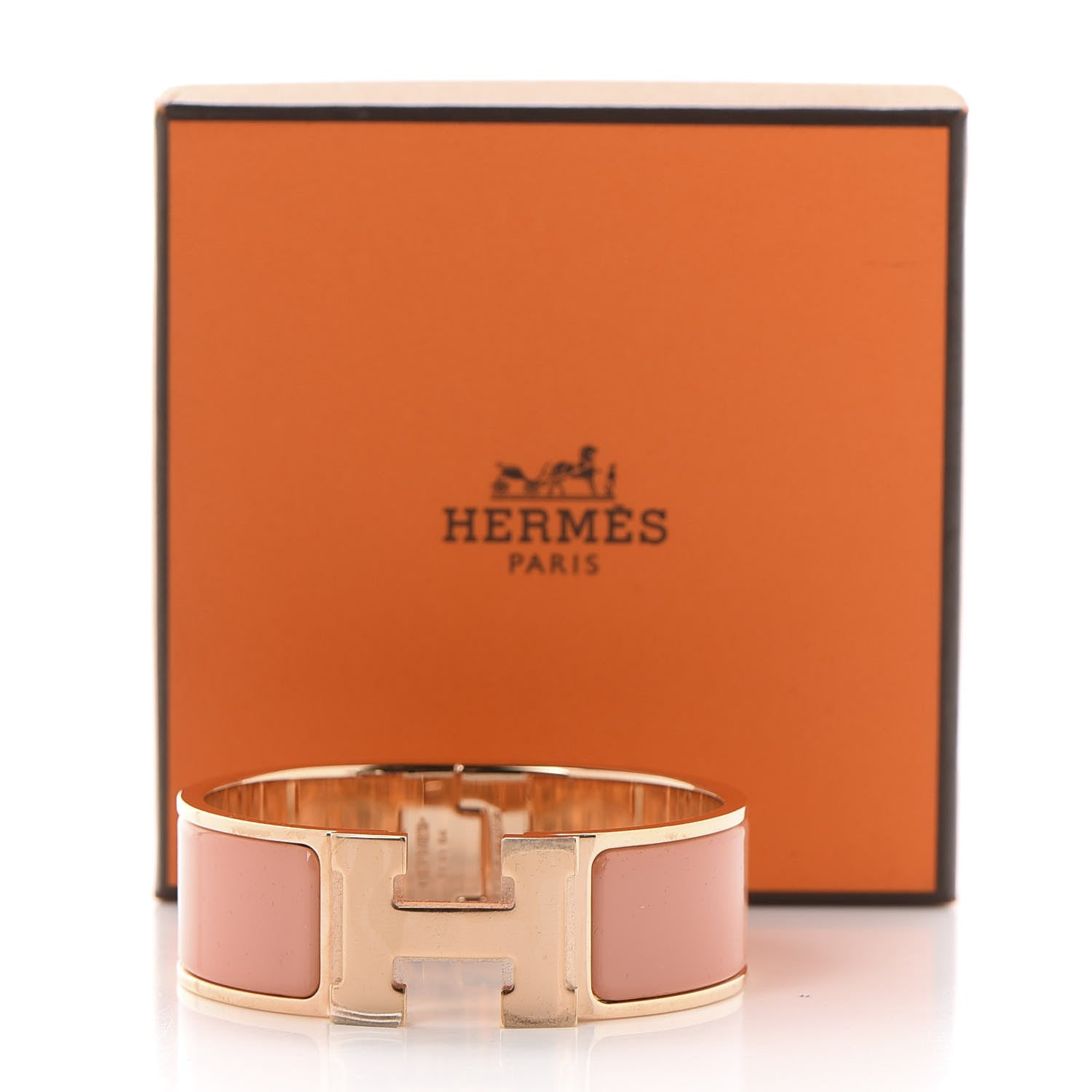 Hermes Enamel Wide Clic Clac H Bracelet PM Peach Melba 5 of 5