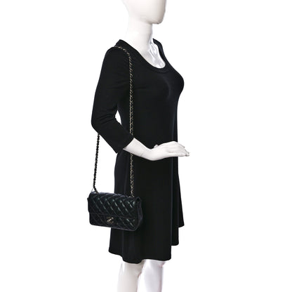Chanel Iridescent Crumpled Calfskin Quilted Mini Rectangular Flap Black 2 of 12