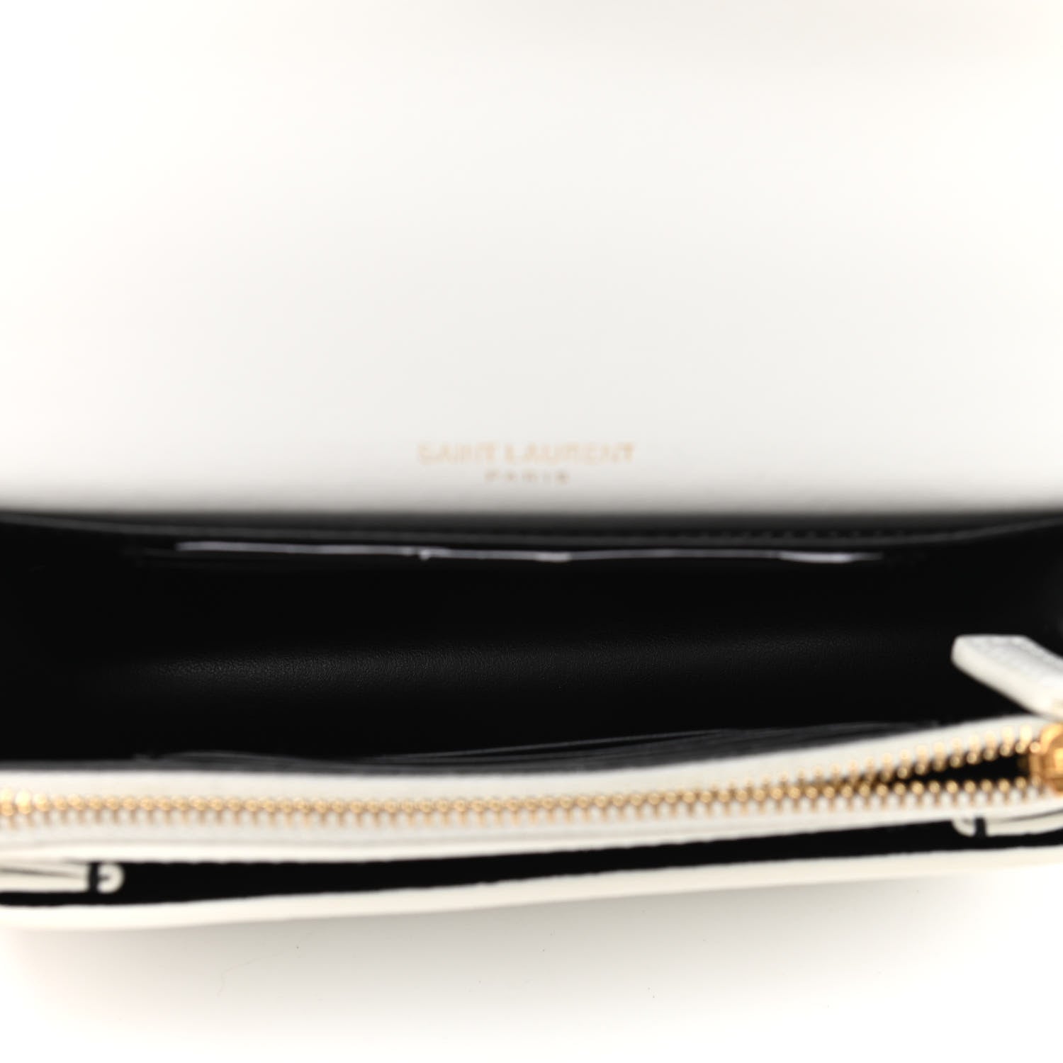 Saint Laurent New Aspen Calfskin Bi-Color Monogram Sunset Chain Wallet Black Dirty White 5 of 11