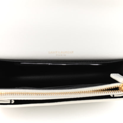 Saint Laurent New Aspen Calfskin Bi-Color Monogram Sunset Chain Wallet Black Dirty White 5 of 11