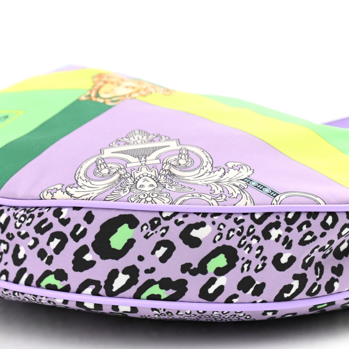 Nylon Calfskin Barocco Mosaic Print Hobo Bag Jacaranda Multicolor