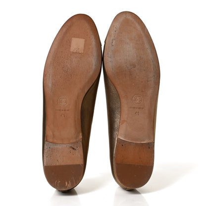 Chanel Metallic Lambskin CC Cap Toe Ballerina Flats 41 Bronze 7 of 14