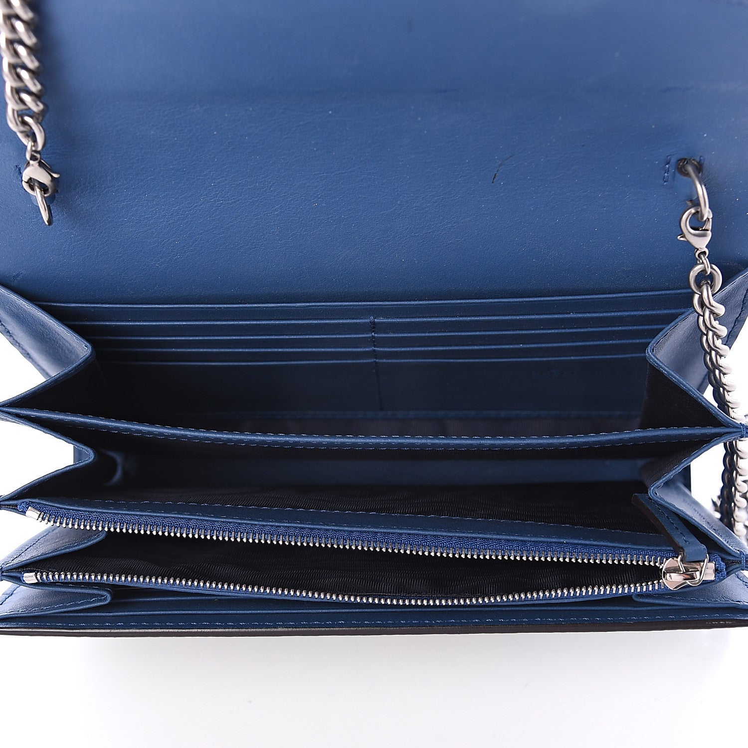 Gucci GG Supreme Monogram Blooms Mini Dionysus Chain Wallet Beige Blue Navy Vintage Blue 4 of 7